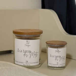 Bougies sans parfum À la Lueur des Mots RomanCirière en formats 200 g et 60 g